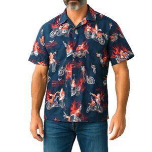 North River Outfitters Men's Shirt Sz M Santa Biker North Pole Choppers Xmas
